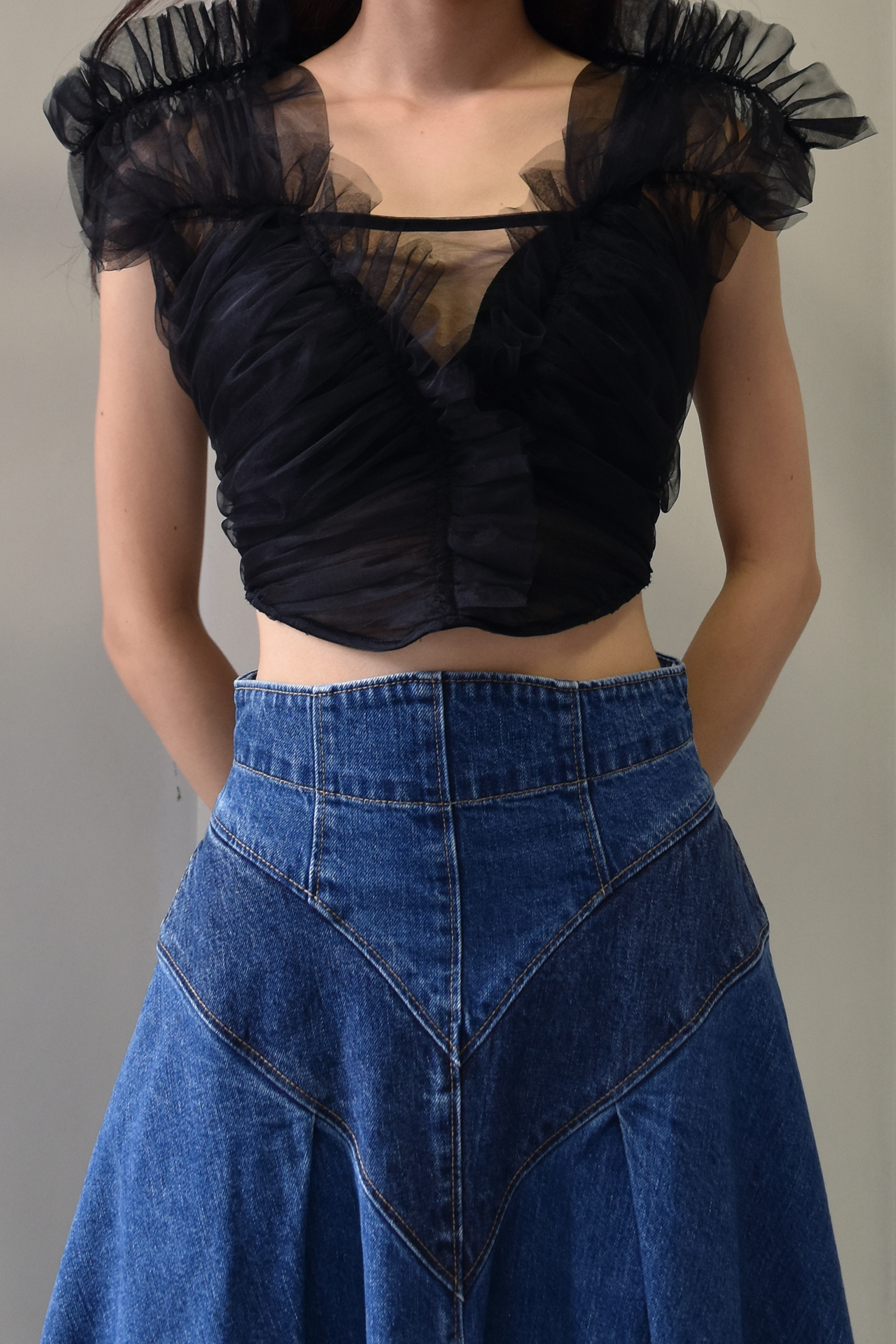 FETICO GATHERED TULLE TOP | vrealitybolivia.com