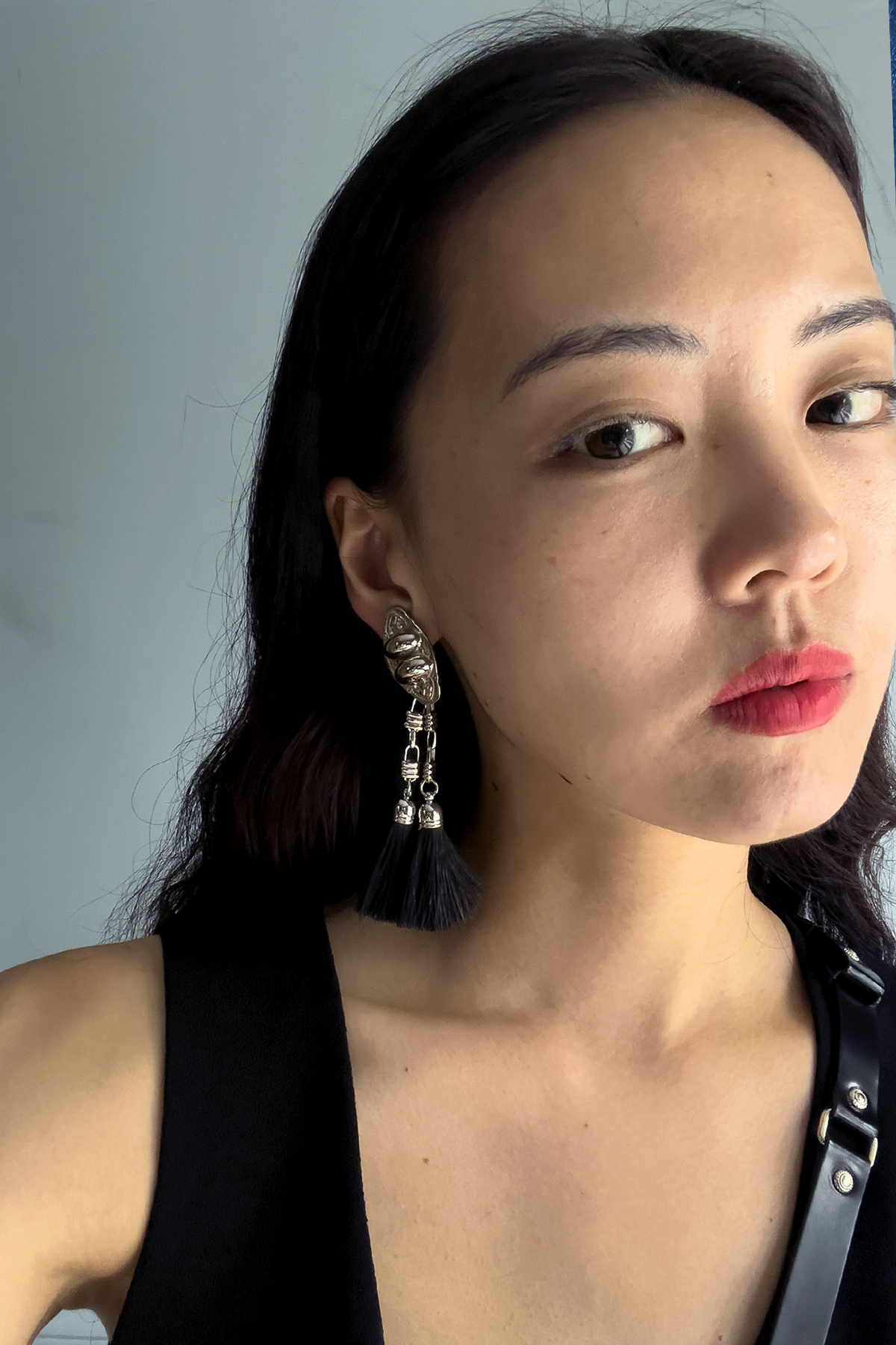 ◆15%OFFクーポン対象◆ 【TOGA PULLA】METAL CHAIN FRINGE EARRINGS/White